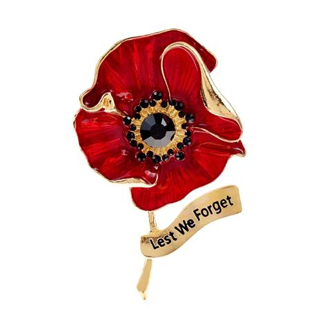 Cindy Xiang Rhinestone Poppy Flower Brooches For Women Lest We Forget