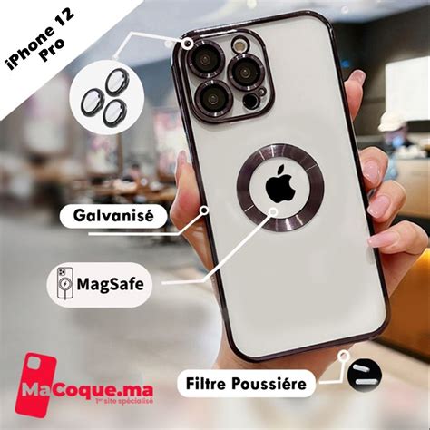 Black Coque Iphone Pro Galvanis Avec Lens Protector Magsafe