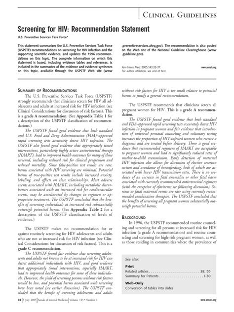 Screening For HIV | PDF | Management Of Hiv/Aids | Hiv/Aids