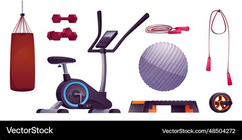 Sport gym exercise equipment cartoon set Vector Image