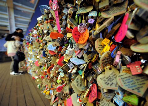 Love Padlocks On The N Seoul Tower On The Top Of Nam Mountain In Is