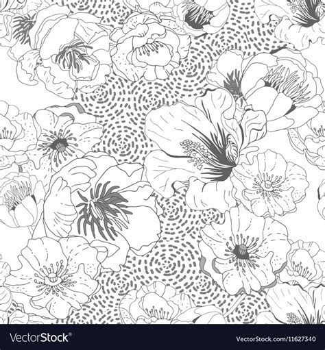 Floral Print Black And White Background