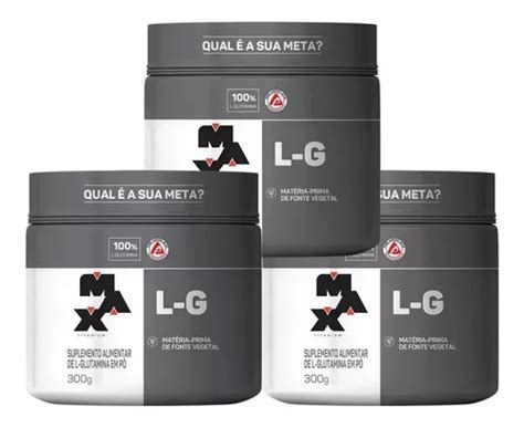 Kit 3x Glutamina LG 300g Max Titanium Pura Aminoácido Frete grátis