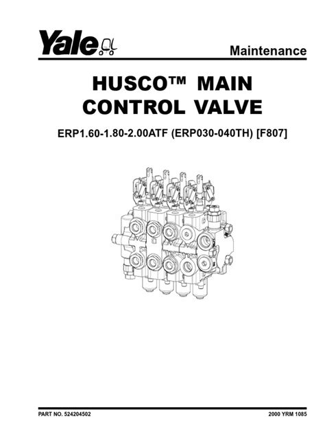 Husco™ Main Control Valve Maintenance Pdf Valve Pump