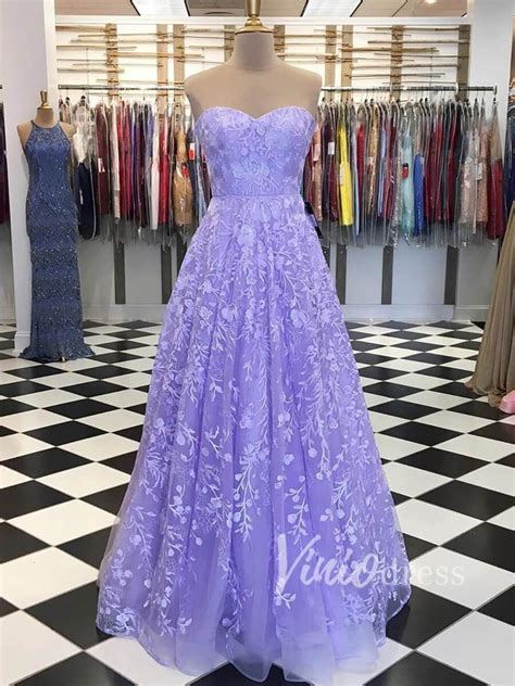 Crystal Beaded Lavender Tulle Prom Dresses Long V Neck Fd