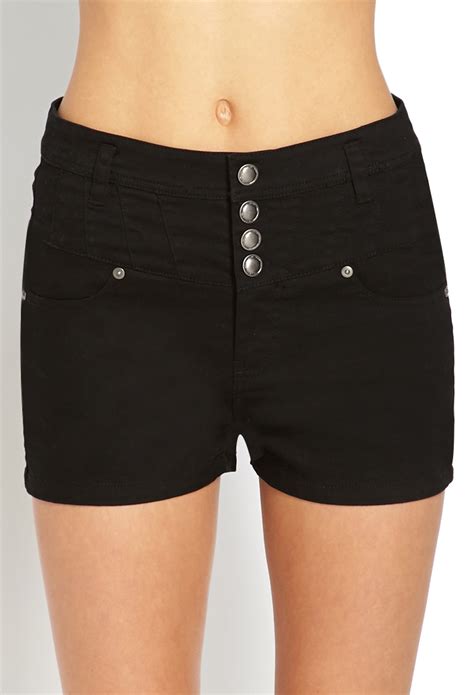 Lyst Forever 21 High Waisted Denim Shorts In Black