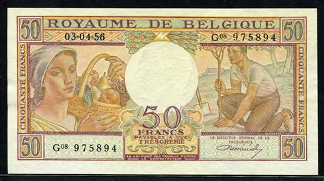 Belgium Currency 50 Belgian Francs Treasury note 1956|World Banknotes ...