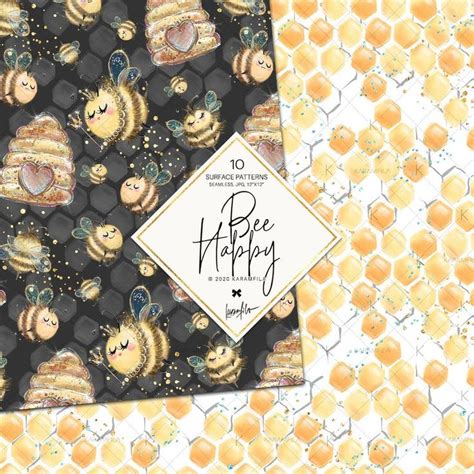 Honey Bee Digital Paper Bee Patterns Karamfila S Planner Etsy