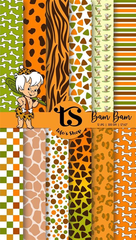 Bam Bam Picapiedra Papeles Digitales Paper Pack Anuncios De