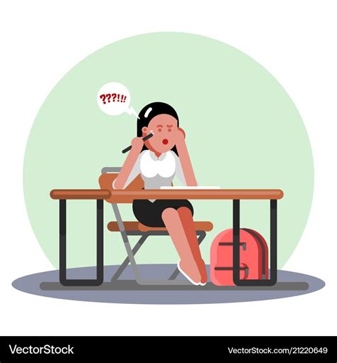 Student Girl Passing Exams Royalty Free Vector Image