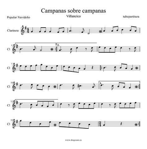 tubescore: Campana sobre Campana Sheet Music for Clarinet Spanish ...