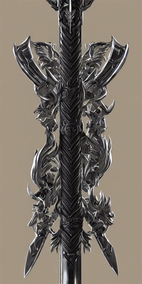 Krea Ai A Black And Silver Sword Skull Crest Orthographic