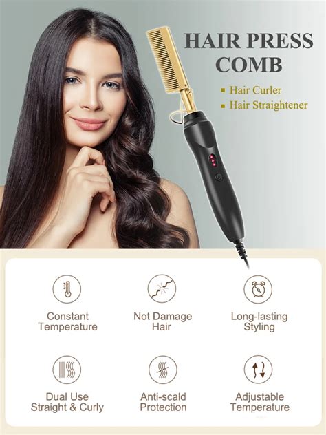 Multipurpose Electric Portable Hot Comb Straightener High Heat Hair Press Comb For Straightening