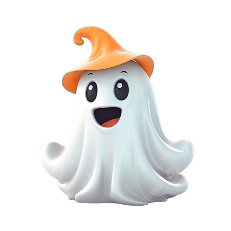 Cute Cartoon D Halloween Ghost With Witch Hat Halloween Concept Vector