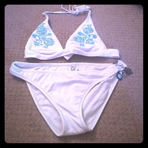 Beautiful Becca Turquoise And White Bikini Gem