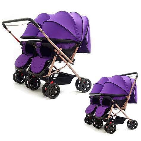 Twins Double Baby Stroller Can Sit Lie Lightweight Double Stroller Pram Baby Stroller 2 In 1 for ...