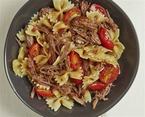 Pulled Brisket Recipe Bowtie Pasta Recipes Jamie Geller