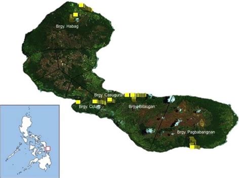 Map of Homonhon Island, Guiuan, Eastern Samar, Philippines. Areas ...