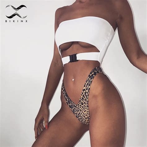 Off Shoulder Bikini Women 2018 Leopard Print Swimsuit Female Push Up