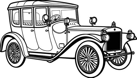 Vintage classic car in black and white coloring 28214298 Vector Art at ...