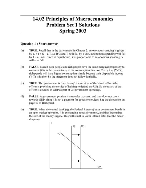 Principles Of Macroeconomics Problem Set Solutions Spring