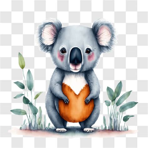 Descarga Oso Koala De Dibujos Animados Con Pelota Naranja En La Boca