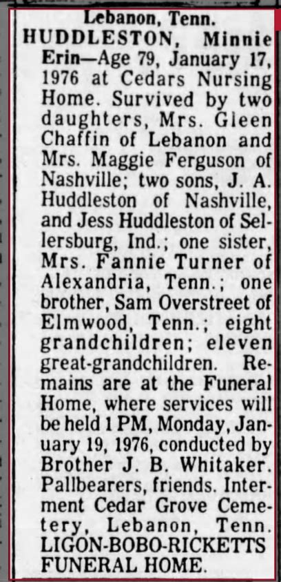 Minnie A Overstreet Huddleston Homenaje De Find A Grave