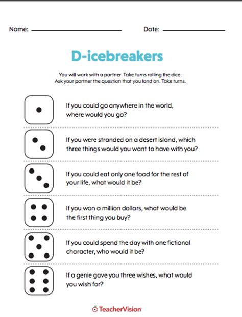 Printable Icebreaker Worksheets