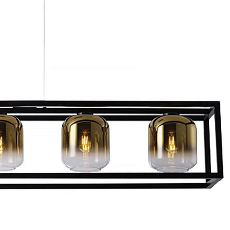 Hanglamp Dentro Lichts Recht Zwart Goud Glas Lampenhuis