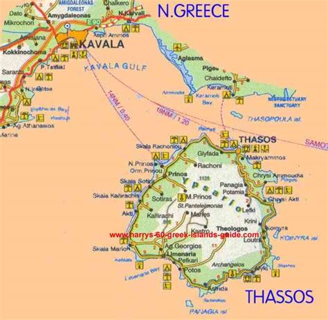 Map And Synopsis Greek Island Of Thassos Ne Aegean