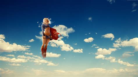 Wallpaper : sky, jumping, artwork, summer, Supergirl, vacation, cloud ...