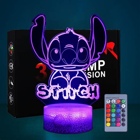 Hoofun Lampe Stitch 16 Couleurs Veilleuse Stitch Anime 3D Illusion