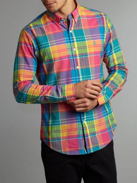 Polo Ralph Lauren Slim Fit Bright Plaid Shirt In Multicolor For Men Pink Lyst