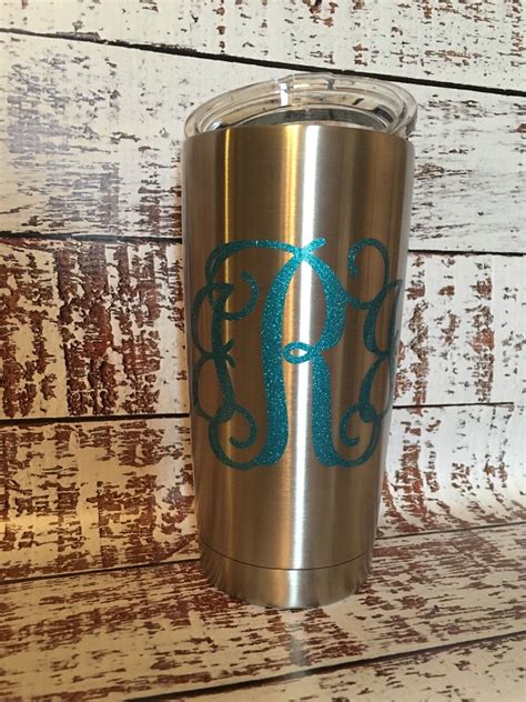 Yeti Tumbler Monogram Decal Glitter Yeti Rambler Yeti Etsy Yeti