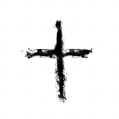 Hand Drawn Black Grunge Cross Icon Simple Christian Cross Sign Hand