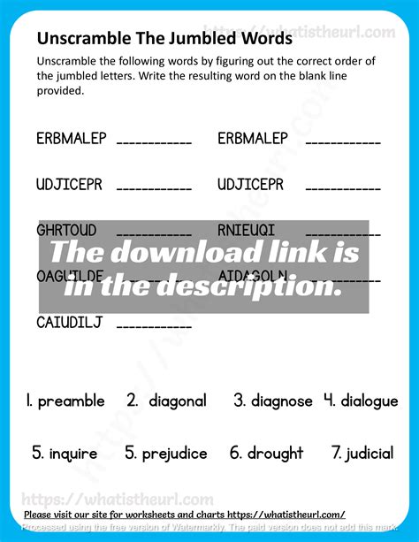 Unscramble The Jumbled Words Worksheet Grade 5 Artofit