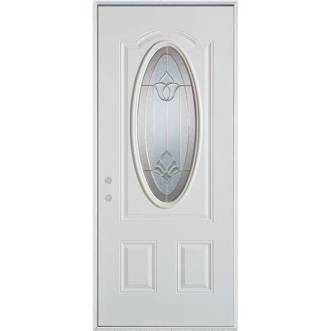 Stanley Doors In X In Traditional Brass Oval Lite Panel