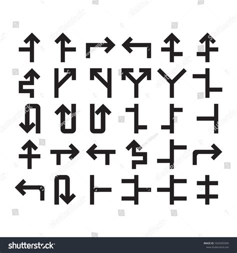 Road Sign Arrow Icon Set Collection Stock Vector (Royalty Free ...