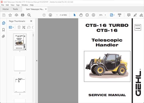 Gehl Ct5 16 Turbo Ct5 16 Telescopic Handler Service Manual913239