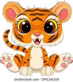 Cute Cartoon Baby Tiger Cub Vector Stock Vector Royalty Free