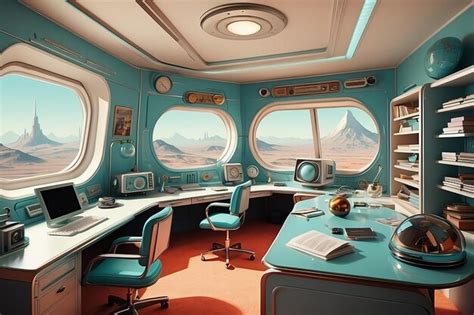 Premium AI Image | Retro Futurism Home Office