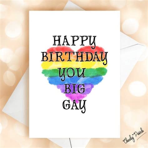 Happy Birthday You Big Gay Lgbt Cards Birthday Card Pride Etsy