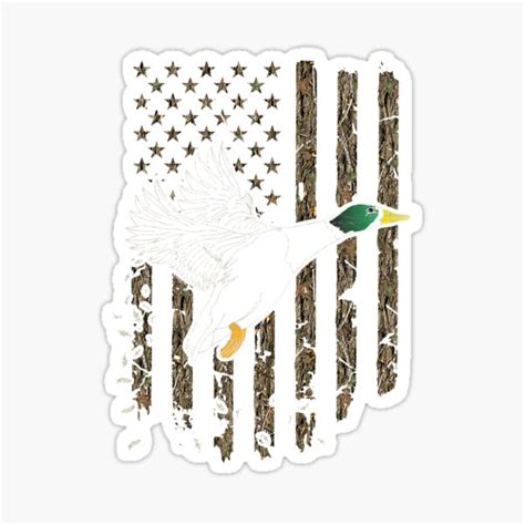 Duck Hunter American Flag Waterfowl Hunting Camouflage Sticker For