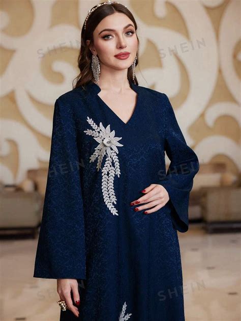 Shein Najma Women Spring Arabic Embroidery Dress Shein Uk