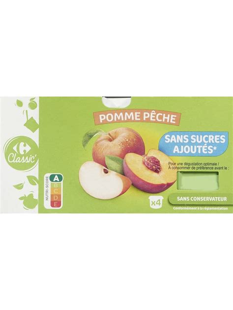 Compote Pomme Pêche sans Sucres Ajoutés CARREFOUR CLASSIC