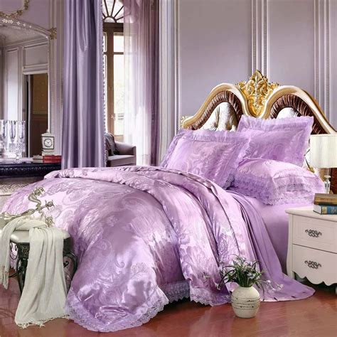 Luxury Tribute Tencel Silk Jacquard Cotton Purple Lilac 4pcs Wedding