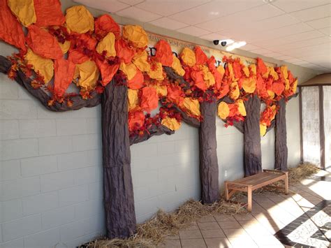 Harvest Festival Trees Made Of Bulletin Board Paper Harvest Festival