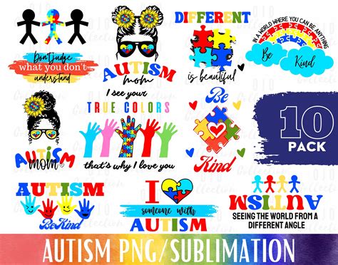 Autism Awareness Png Bundle Autism Sublimation Autism Mom Etsy