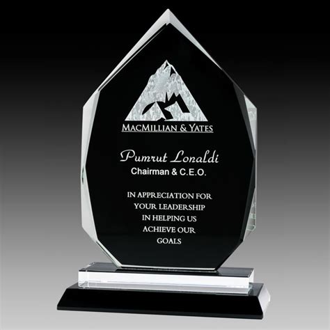 Black Glass Onyx Arrowhead Coronation Recognition Trophy Awards