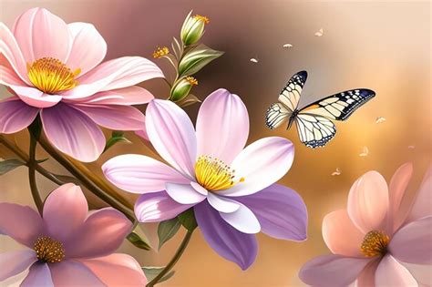 Premium Ai Image A Pink Flower With A Butterfly On It